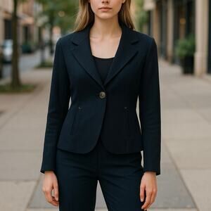 Saint James Navy Blue Pure New Wool Blazer Jacket